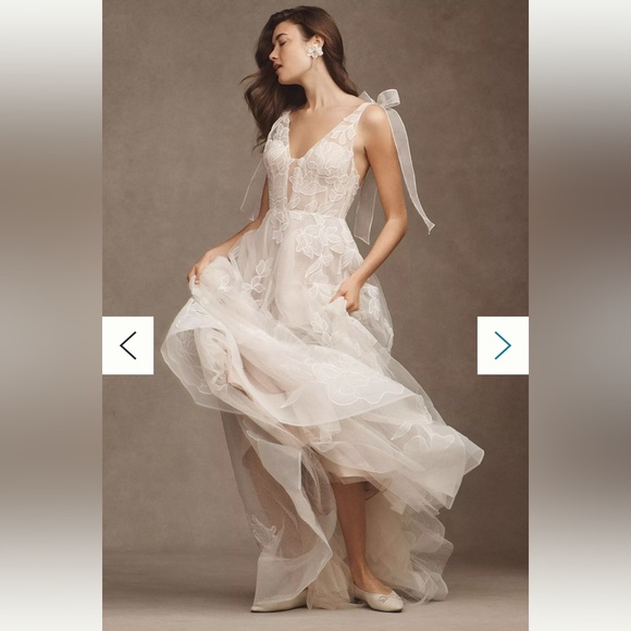 Elegant Ivory- Champagne Wedding Dress - Picture 1 of 15